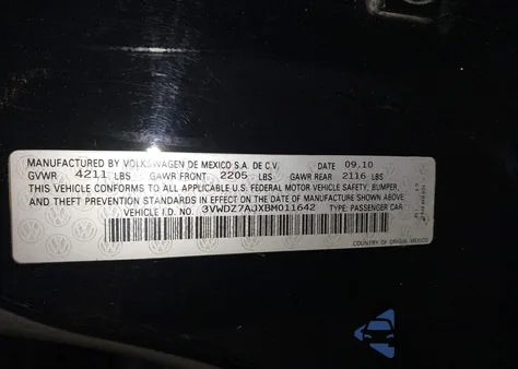 2011 Volkswagen Jetta 2.5L Se из США, поврежденный, VIN 3VWDZ7AJXBM011642